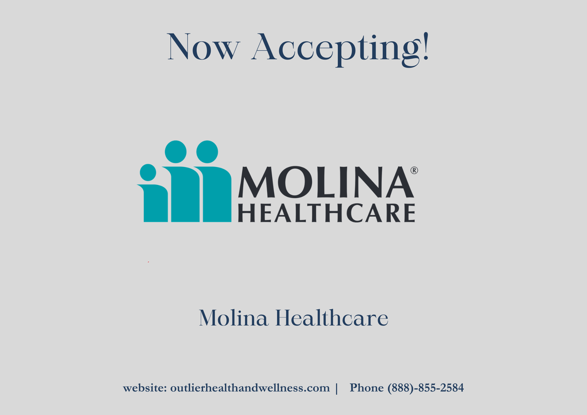 Now Accepting Molina Healthcare 💜
